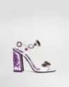 Dolce & Gabbana Patent Leather Sandal With Jewel Embroidery In Purple