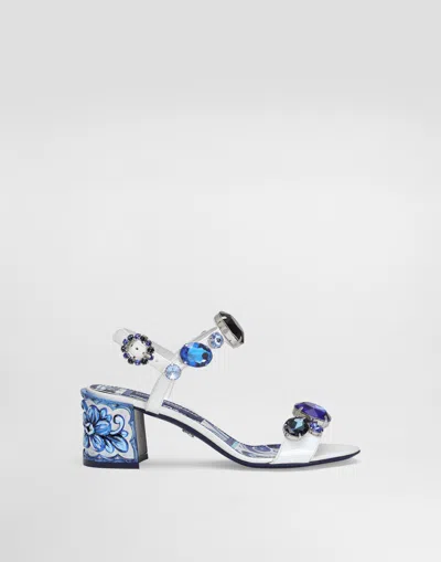 Dolce & Gabbana Patent Leather Sandal With Jewel Embroidery In Multi