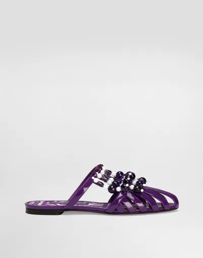 Dolce & Gabbana Patent Leather Sandal With Stones