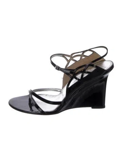 Pre-owned Dolce & Gabbana Patent Leather Sandals In Black
