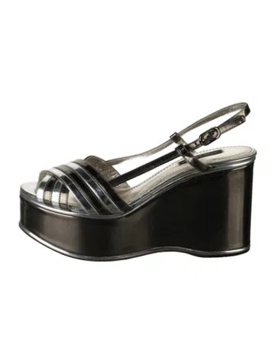 Pre-owned Dolce & Gabbana Patent Leather Sandals In Gray