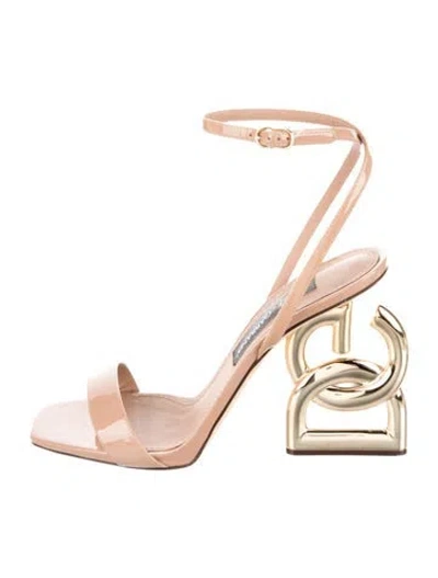 Pre-owned Dolce & Gabbana Patent Leather Sandals In Neutral