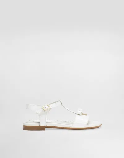 Dolce & Gabbana Kids' Patent Leather Sandals In White