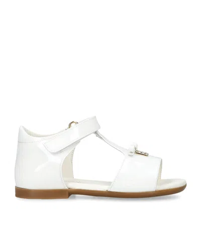 Dolce & Gabbana Kids' First Steps Patent Leather Sandals In White