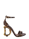 DOLCE & GABBANA PATENT LEATHER SANDALS WITH ANIMALIER PRINT