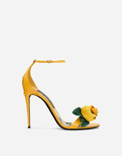 Dolce & Gabbana Patent Leather Sandals In Yellow