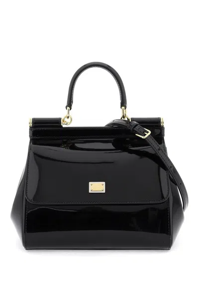 Dolce & Gabbana Patent Leather 'sicily' Handbag In Black