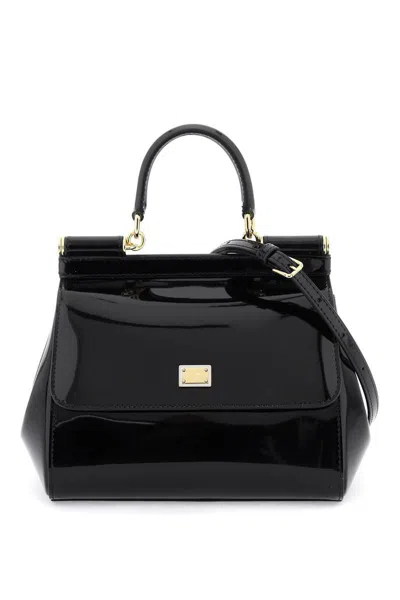 Dolce & Gabbana Patent Leather 'sicily' Handbag In Nero