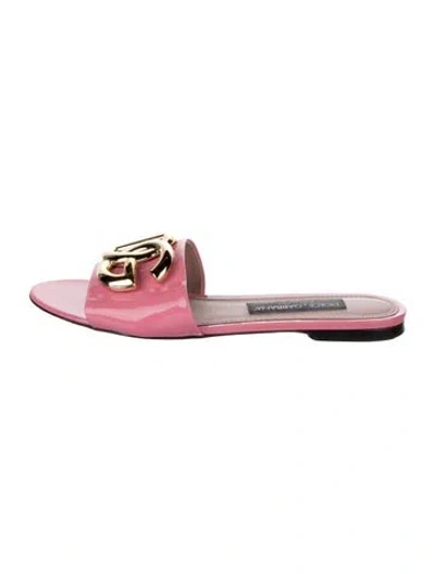 Pre-owned Dolce & Gabbana Patent Leather Slides In Purple