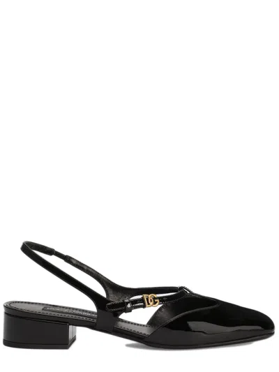 Dolce & Gabbana Patent Leather Slingback In Black