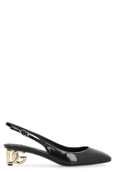 Dolce & Gabbana Patent Leather Slingback Pumps In Black