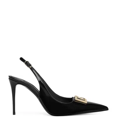 Dolce & Gabbana Patent Leather Slingback Pumps 90 In Black