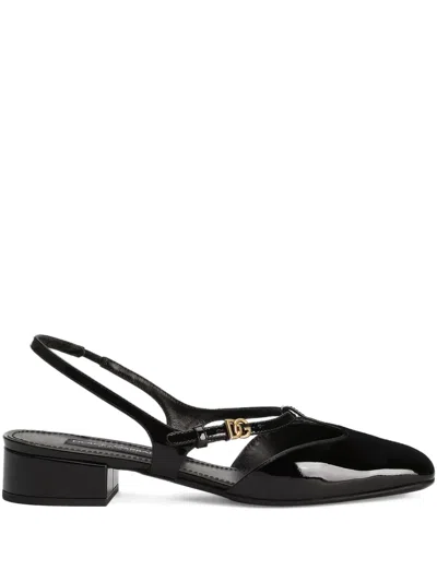 Dolce & Gabbana Patent Leather Slingback Pumps In Black