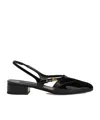 Dolce & Gabbana Square Toe Patent Leather Slingback Sandals In Black
