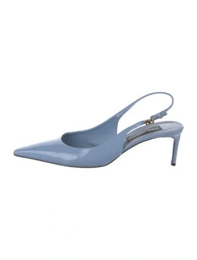 Pre-owned Dolce & Gabbana Patent Leather Slingback Pumps In Blue