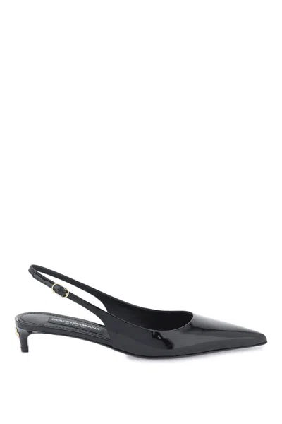 Dolce & Gabbana Patent Leather Slingback Pumps In Nero