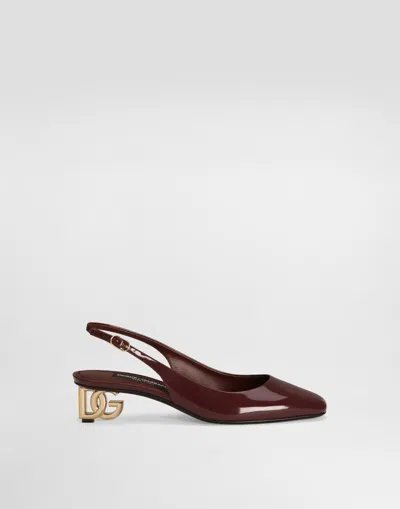 Dolce & Gabbana Slingback In Vernice In Vinaccia