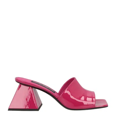 Dolce & Gabbana Patent Leather Square-toe Slippers In White
