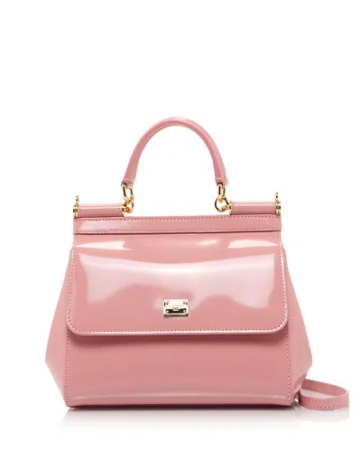 Dolce & Gabbana Patent Leather Top Handle Bag In Medium Pink