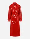 Dolce & Gabbana Storm-flap Patent Trench Coat In Red