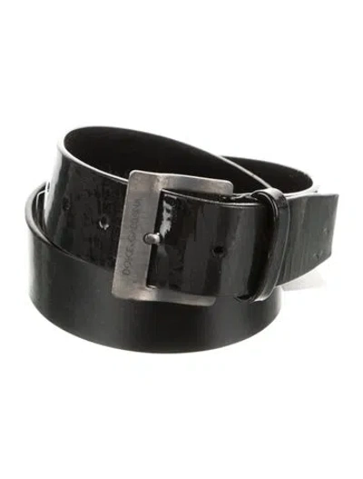 Pre-owned Dolce & Gabbana Patent Leather Waist Belt In Black