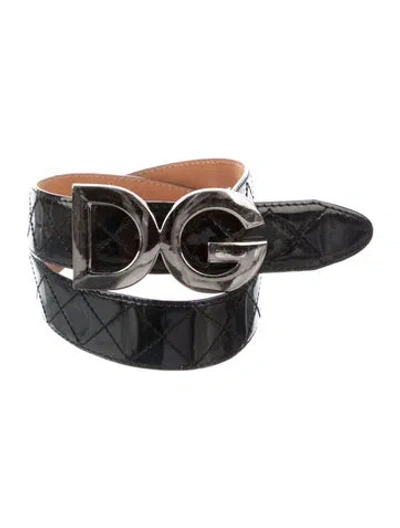 Pre-owned Dolce & Gabbana Patent Leather Waist Belt In Black