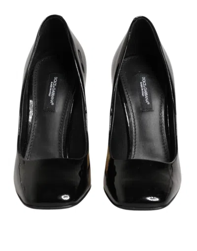 Dolce & Gabbana Patent Leather With Logo Heel Pump In Black