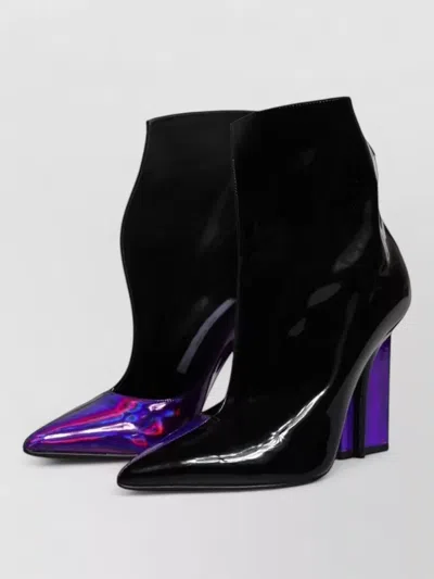 Dolce & Gabbana Patent Pointed Ankle Boots Block Heel In Black