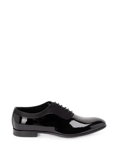 Dolce & Gabbana Black Leather And Satin Lace-up Shoes For Men