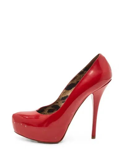 Pre-owned Dolce & Gabbana Patent-leather Platform Pumps In Red