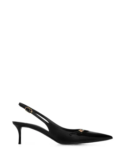 Dolce & Gabbana Logo-detail Pointed-toe Pumps In Black