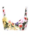 Dolce & Gabbana Yellow Giardino Printed Cotton Bra In Giardino Fdo Bianco