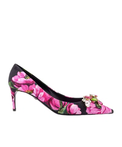 DOLCE & GABBANA DOLCE  GABBANA FLORAL PRINTED POINTED TOE PUMPS