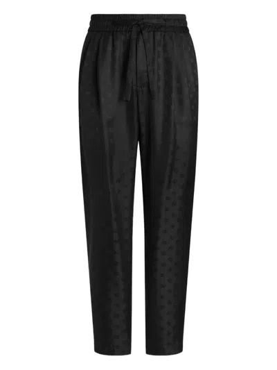 Dolce & Gabbana Silk Trousers With Monogram In Black