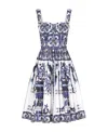 Dolce & Gabbana Blu Mediterraneo Bustier Poplin Sundress In White