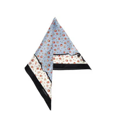 Dolce & Gabbana Dolce  Gabbana Small Rose-printed Twill Triangle Scarf In Multi