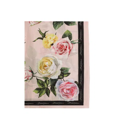 Dolce & Gabbana Pattern Silk Scarf In Pink