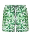 Dolce & Gabbana Straight-leg Mid-length Printed Swim Shorts In Green