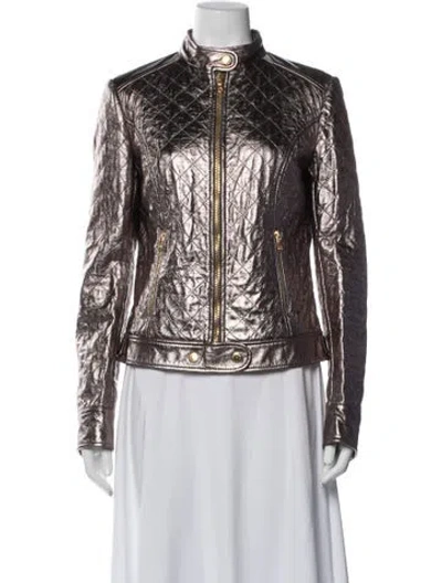 Pre-owned Dolce & Gabbana Patterned Biker Jacket W/ Tags In Gray