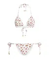 Dolce & Gabbana Small Rose-print Triangle Bikini In Multi