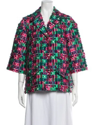 Pre-owned Dolce & Gabbana Patterned Blazer In Green