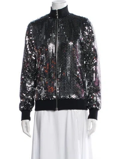 Pre-owned Dolce & Gabbana Patterned Bomber Jacket In Black