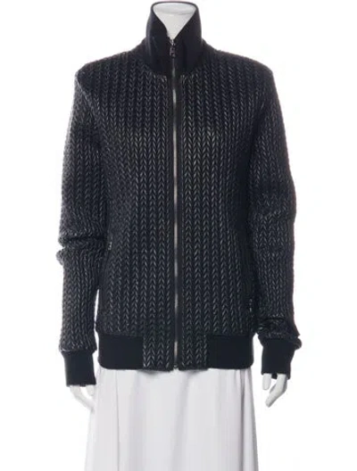 Pre-owned Dolce & Gabbana Patterned Bomber Jacket In Blue
