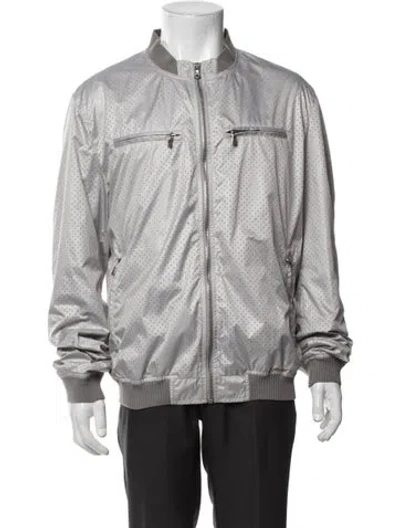 Pre-owned Dolce & Gabbana Patterned Bomber Jacket In Silver