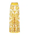 Dolce & Gabbana Majolica-print Silk Twill Pants With Elasticated Waistband In Yellow