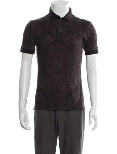 Pre-owned Dolce & Gabbana Patterned Collar Polo Shirt In Black