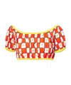 Dolce & Gabbana Patterned Cotton Crop Top In Multi