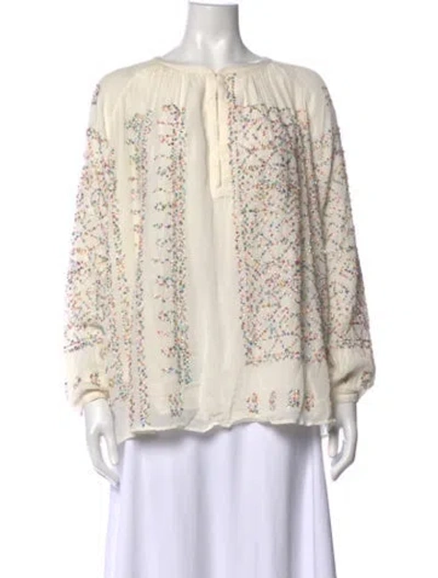 Pre-owned Dolce & Gabbana Patterned Crew Neck Blouse In Neutrals