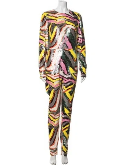 Pre-owned Dolce & Gabbana Patterned Crew Neck Jumpsuit In Multicolor