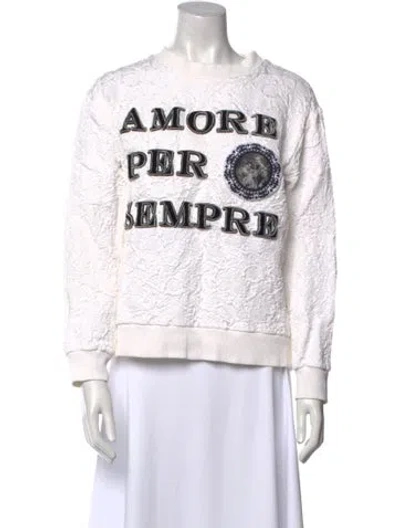 Pre-owned Dolce & Gabbana Patterned Crew Neck Sweatshirt In White